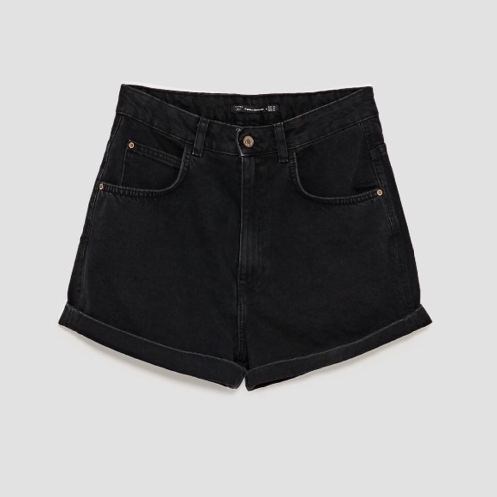 Zara Black Mid-Rise Shorts